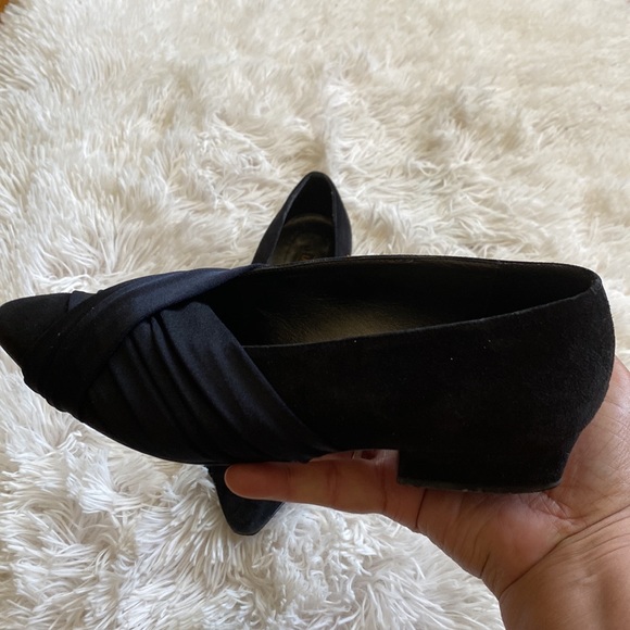 Larry Stuart black suede pointed toe pleated front formal shoes, Sz 7 1/2 M - Picture 5 of 12